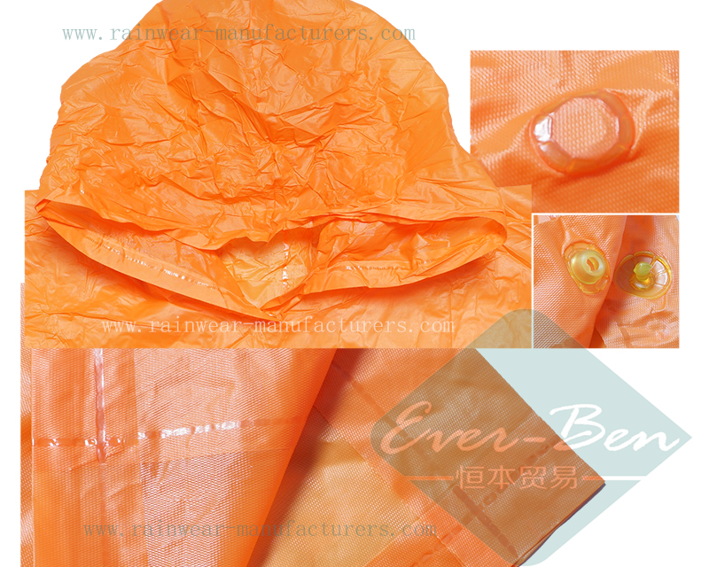 Orange womens rain poncho hood